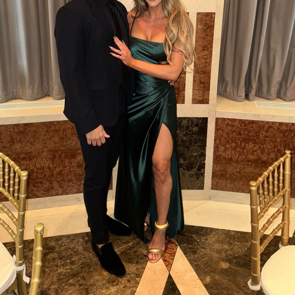 Elegant Green Satin Dress